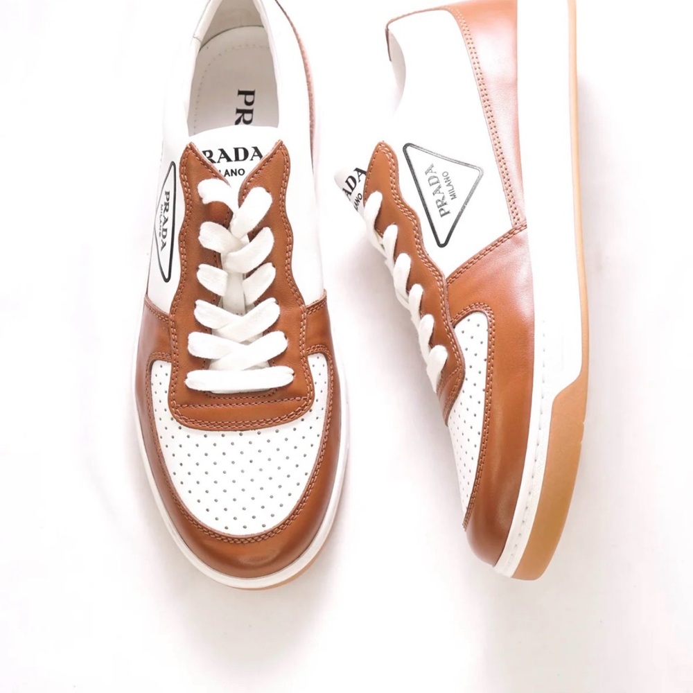 Prada Men's White and Tan Sneakers